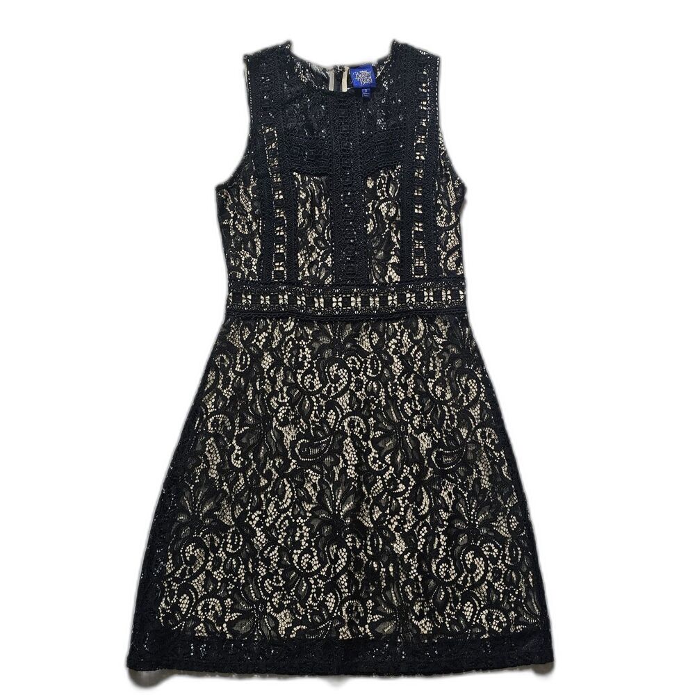 Black Lace Dress Small Nude Lined Floral Lace Shift Juniors Semi Formal Party